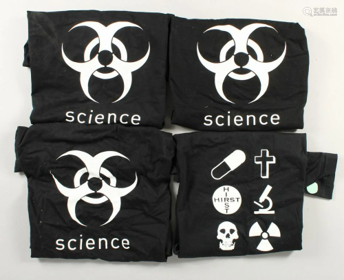 FOUR DAMIEN HIRST T-SHIRTS from The Science Workshop.