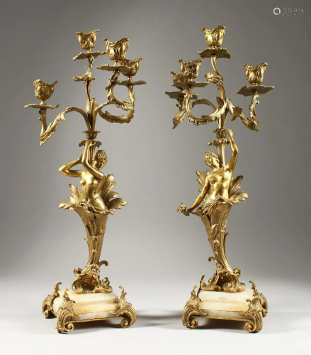 A GOOD PAIR OF 19TH CENTURY FRENCH SEMI NUDE LADIES