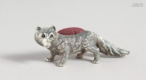 A SILVER FOX PIN CUSHION