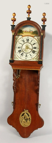 A GOOD DUTCH OAK CASED FRIESLAND HANGING WALL CLOCK