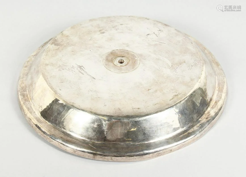 A PLAIN SILVER CIRCULAR FOOD COVER, 12 inches diameter,