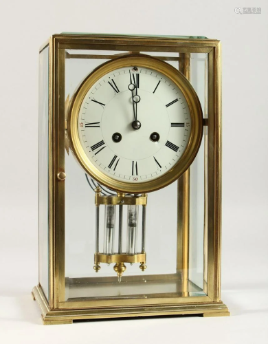 A GOOD FRENCH BRASS FOUR GLASS CLOCK, AI No. 39269,