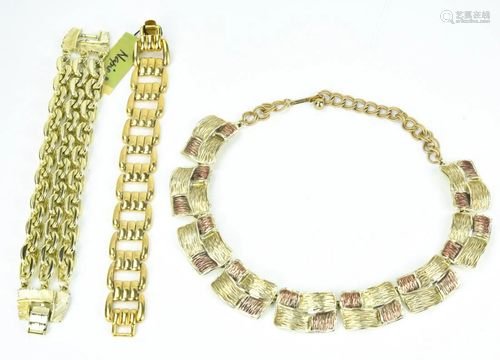 Costume Jewelry Gilt Metal Necklace & Bracelets