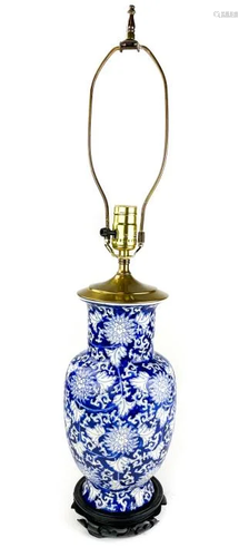 Chinese Hand Painted Porcelain Vase Mounted Lamp