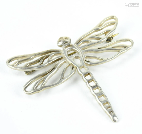Estate Sterling Silver Figural Dragonfly Brooch