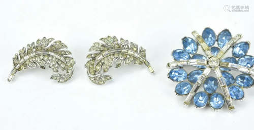 Vintage Crown Trifari Earrings & Brooch