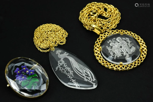Collection of Intaglio Glass Costume Jewelry