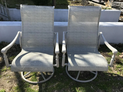 Pair Agio Outdoor Aluminum Swivel Armchairs