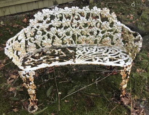 Antique Cast Iron Grape Cluster Garden Bench