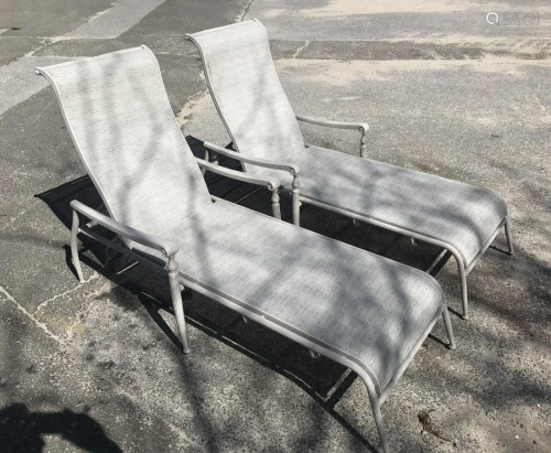 Pair Agio Outdoor Aluminum Chaise Lounge Chairs