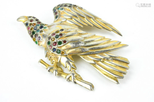 Retro Rhodium Plated Costume Jewelry Eagle Brooch