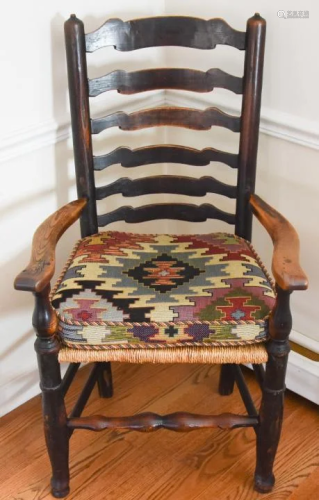 English Country Elmwood Ladder Back Armchair
