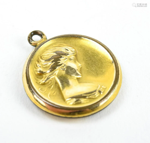 Antique C 1900 Gold Filled Portrait Cameo Pendant