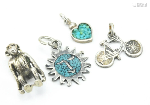 Collection Vintage Sterling Silver Charms Pendants