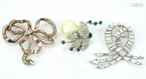Group of 3 Vintage Costume Jewelry Brooches