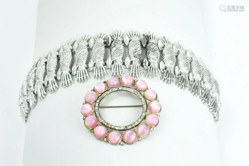 Sarah Coventry Bracelet & Antique Wreath Brooch