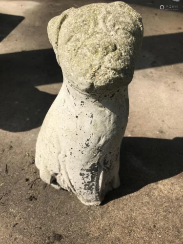 Cast Stone Garden Statue of a Seated Pug Dog