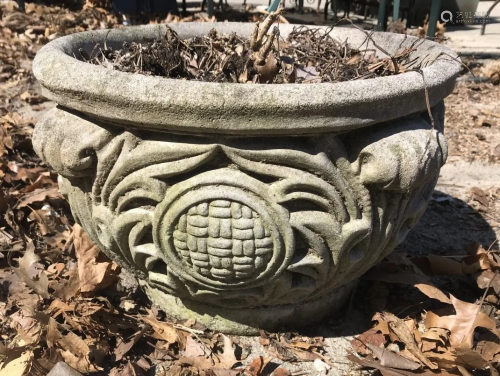 Neoclassical Style Cast Cement Garden Urn Planter