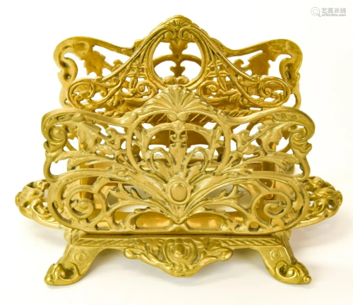 Gilt Brass French Rococo Style Letter Holder