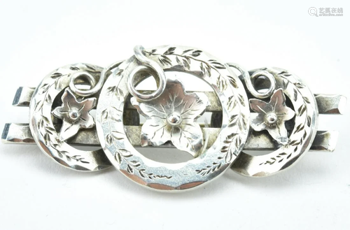 Antique English Sterling Floral Wreath Brooch