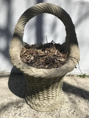 Cast Cement Garden Basket Planter