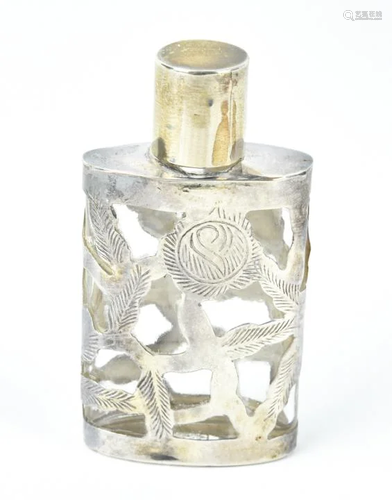 Vintage Sterling Silver Floral Perfume Bottle