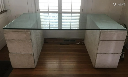 Modern Glass Top Concrete Desk or Table