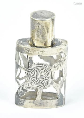 Vintage Sterling Silver Floral Perfume Bottle