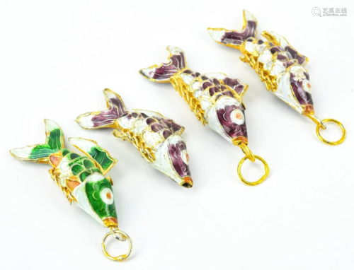 Collection of Enamel Decorated Koi Fish Pendants