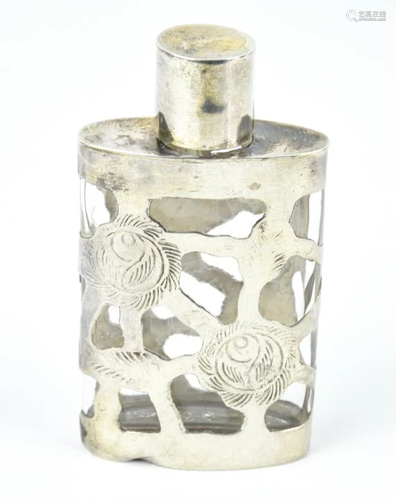 Vintage Sterling Silver Floral Perfume Bottle