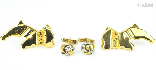 2 Pairs of Vintage Gilt Metal Cuff Links