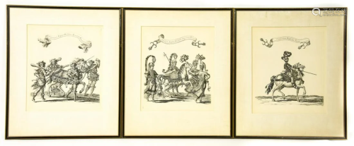 Set of 3 Antique Framed Equestrian Engravings