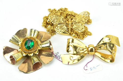 Collection of Vintage Gilt Metal Costume Jewelry
