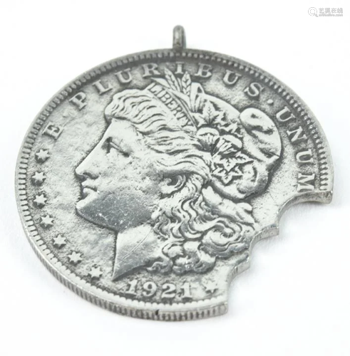 Antique 1921 Morgan Dollar Coin as Pendant