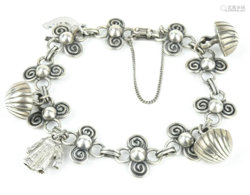 Vintage Sterling Silver Articulated Charm Bracelet