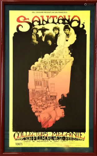 Greg Irons Bill Graham Santana 1969 Concert Poster