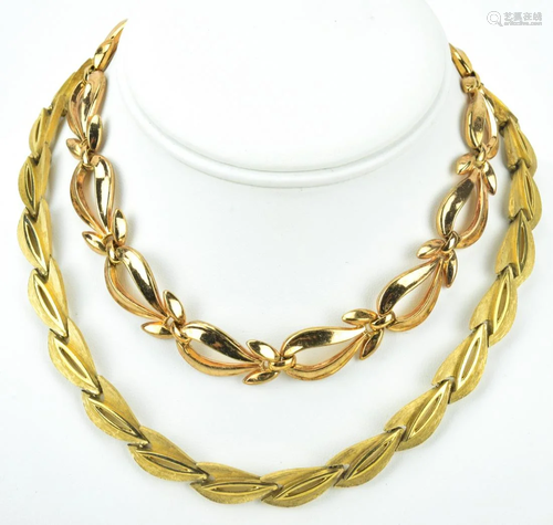 2 Vintage Trifari Gilt Metal Articulated Necklaces