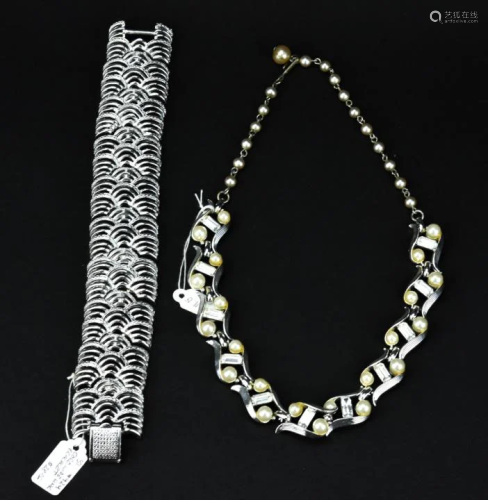 Vintage Lisner Necklace & Coro Panel Bracelet