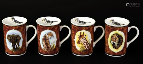 Set of 4 Lynn Chase African Portrait Mugs