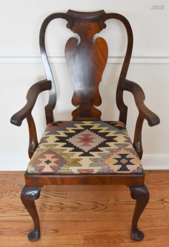 Antique Queen Ann Shield Back Carved Arm Chair