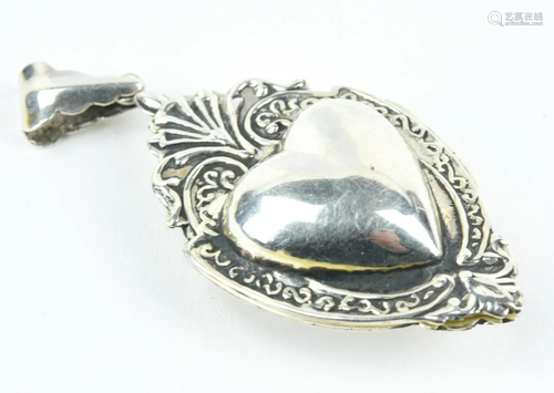 Vintage Sterling Silver Large Heart Form Locket