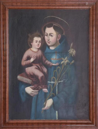 Antique 18th C Oil Painting of Saint Dominick