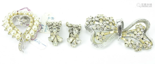 Rhinestone Costume Jewelry Brooches & Earrings