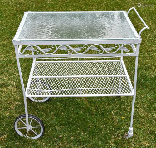 Vintage Iron & Glass Outdoor Bar Cart