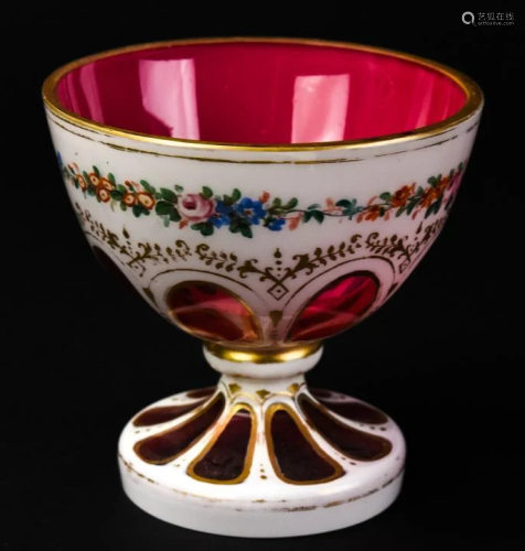 Antique Bohemian Glass / Art Glass Compote