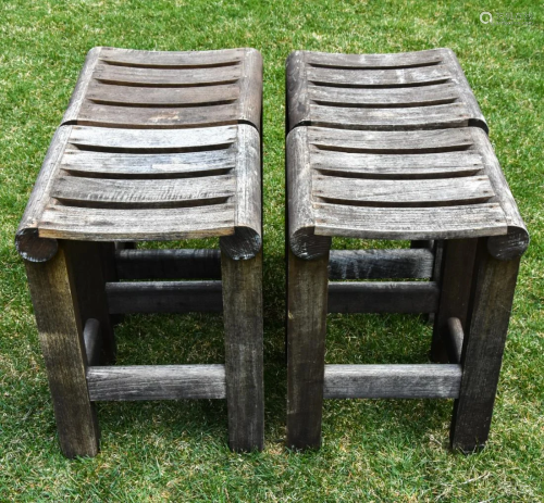 Set 4 Contemporary Teak Wood Bar Stools