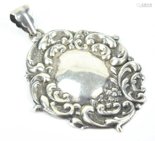 Large Repousse Sterling Silver Necklace Pendant
