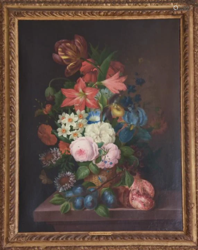 Franz Xaver Gruber Floral Still Life Oil Painting