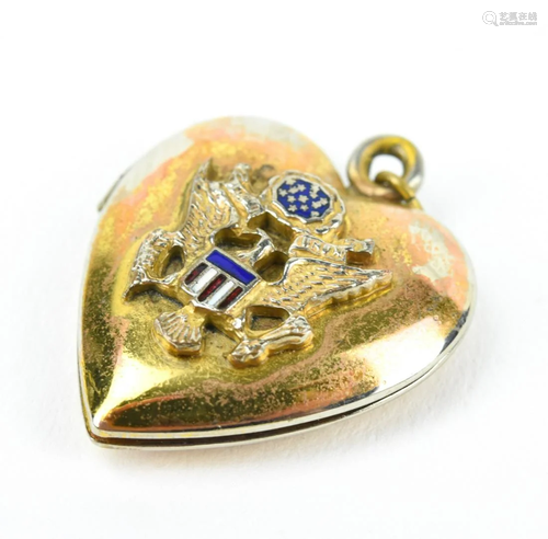 Estate US Navy Sweet Heart Gold Locket Pendant