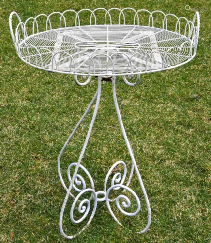 Antique Table Base with Wire Work Tray Top